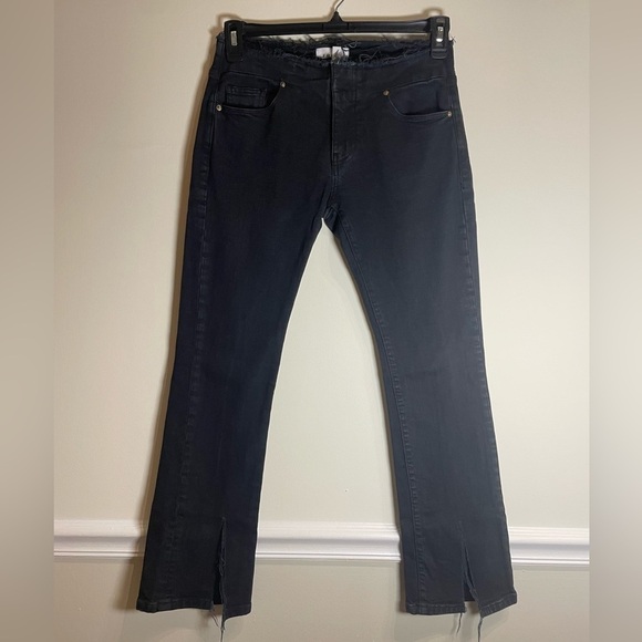 FRAME Le Pixie Cutoff Waist Slit Hem Mini Boot Jeans Film Noir Size 25 - Picture 7 of 11